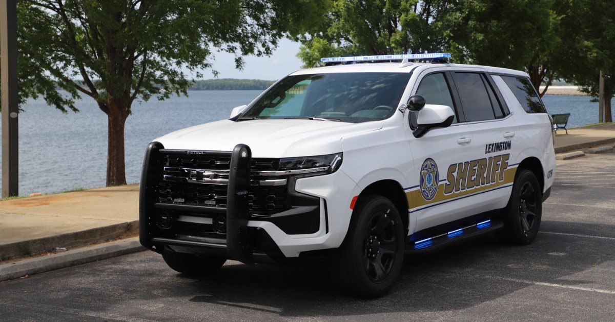 A Lexington County Sheriff's Department patrol vehicle by the lake
