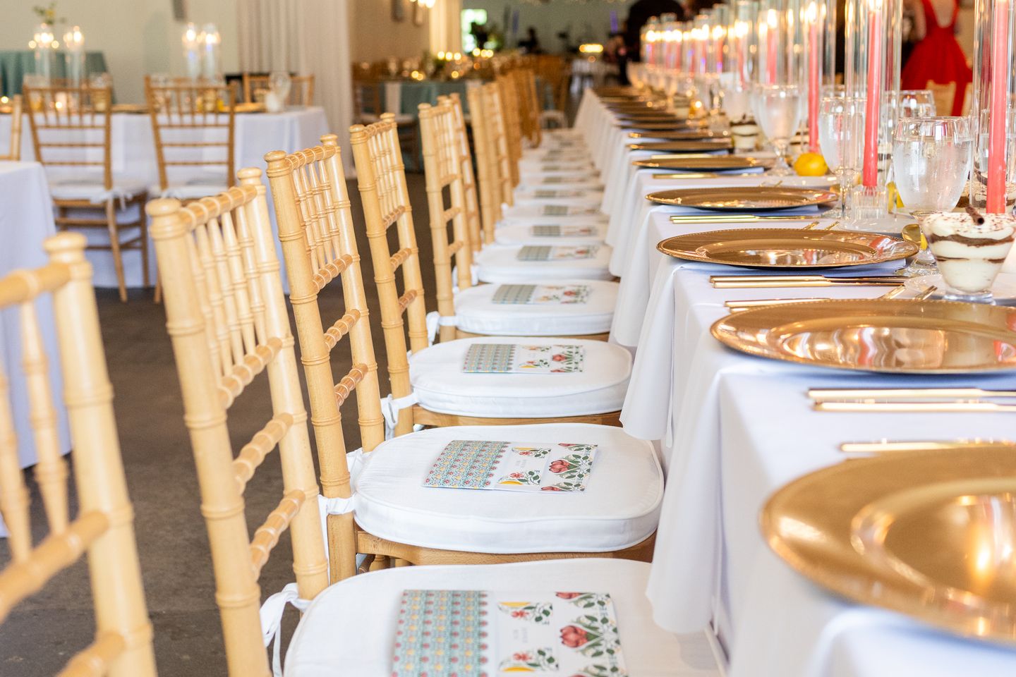 A long table laid for dinner at the Hope Ball